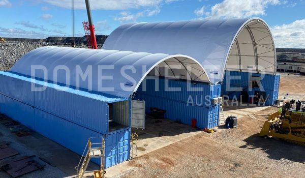 DomeShelter Container Mounted Fabric Structure